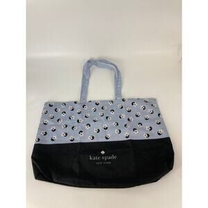 KATE SPADE, BABY BLUE, NAVY DAISY FLORAL PRINT SHOPPING TOTE